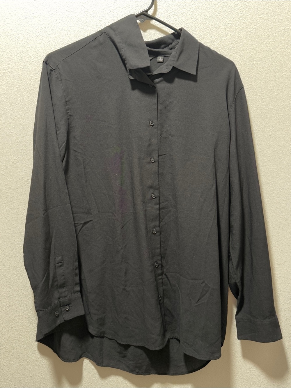 Uniqlo Rayon Button-Up Blouse (Black) - Large